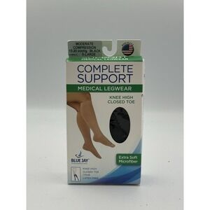 Blue Jay Compression Stockings Size XL Black 15-20 mmHg Knee High Closed Toe New